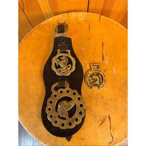 vintage brass horse bridle medallions (6766)